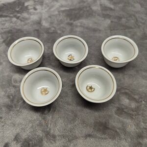 Vintage 5 Gold Rim Ottoman Empire Turkish Army Officer's Tea Cups WWI